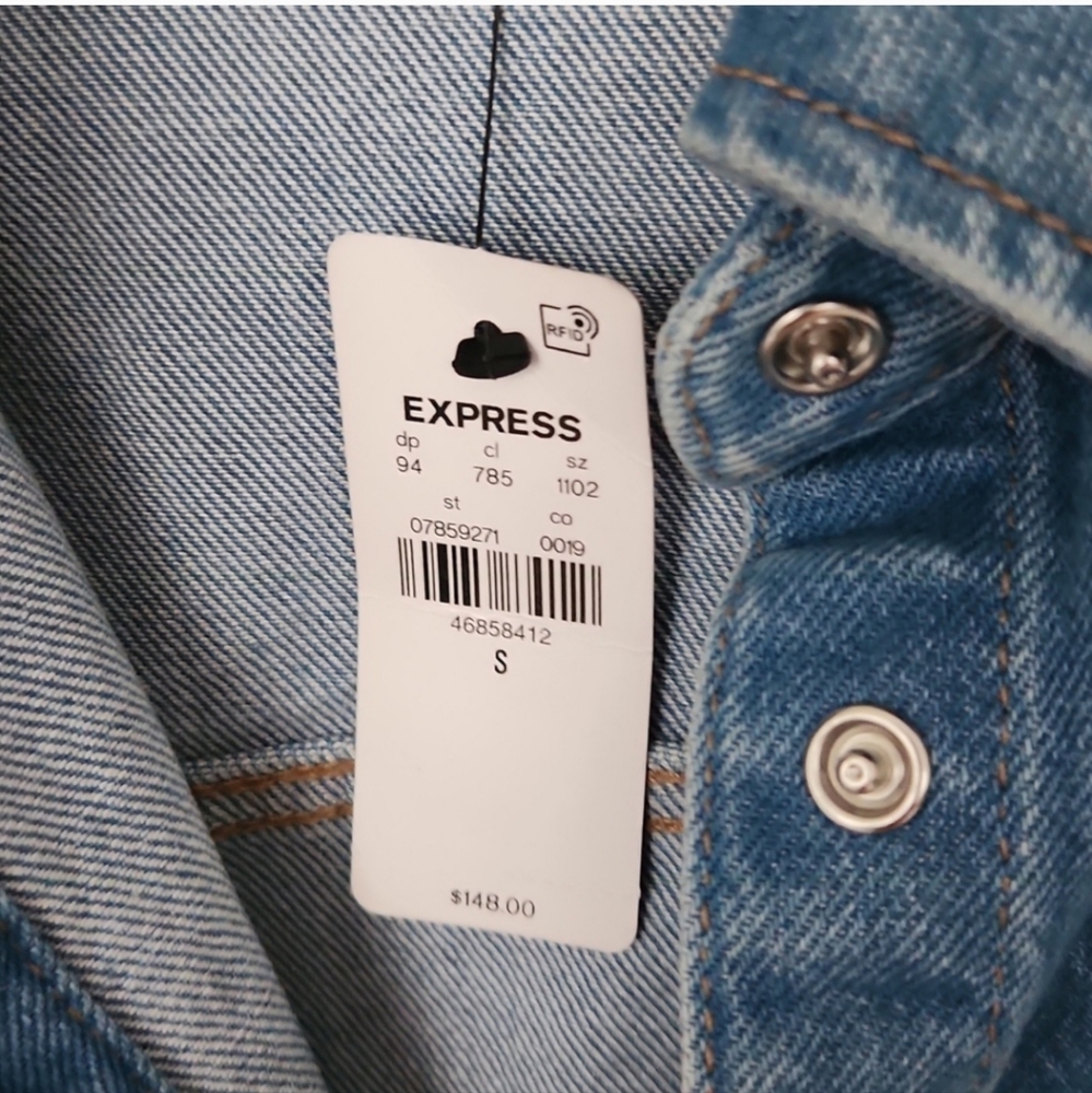 Express Denim Front Slit Midi Shirt Dress Small - Picture 4 of 4
